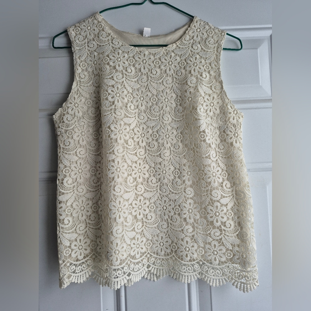 Cream Lace Sleeveless Boho Top